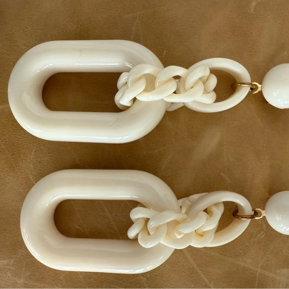 Anthropologie Statement Cream Colored Earrings EUC